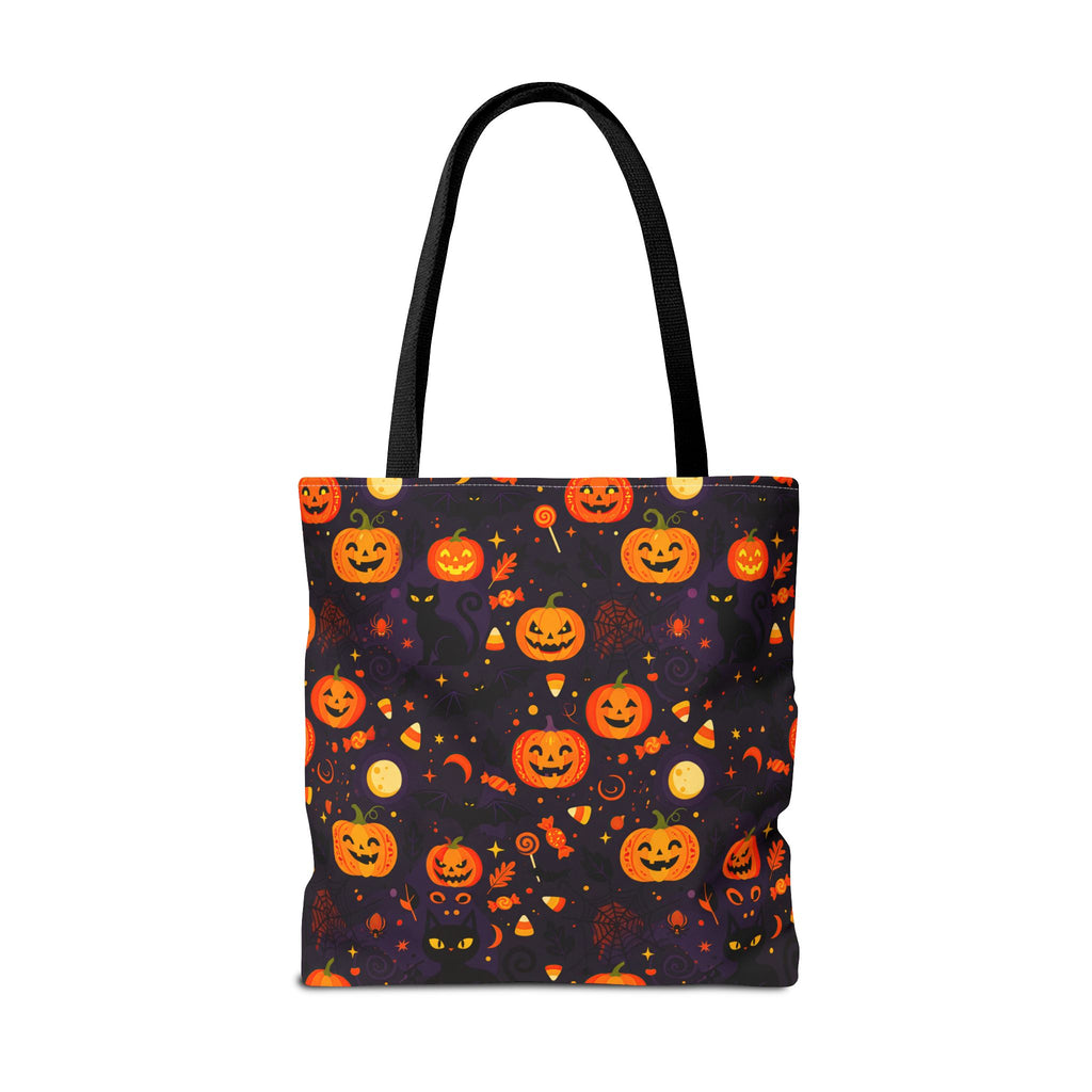 RINA J. Original | Halloween Pumpkin Pattern Tote Bag | Cute Jack-O'-Lantern All-Over Print