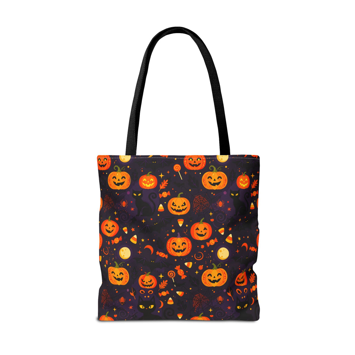 RINA J. Original | Halloween Pumpkin Pattern Tote Bag | Cute Jack-O'-Lantern All-Over Print