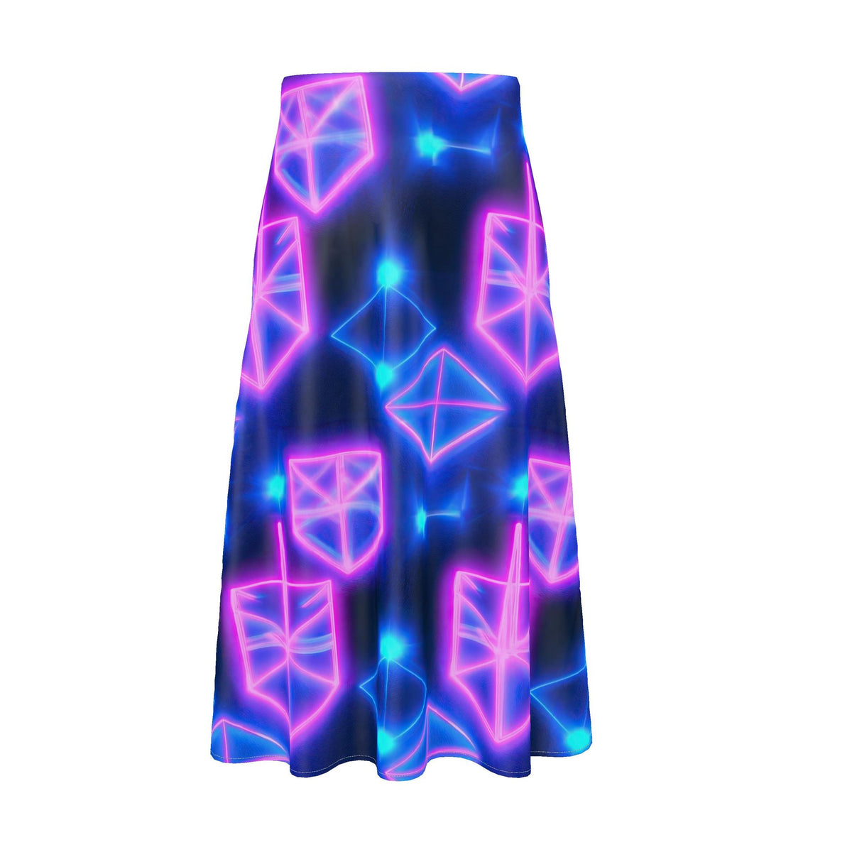 RINA J. ELEVATE NEON ENERGY | 100% Pure Silk Satin A-Line Midi Skirt