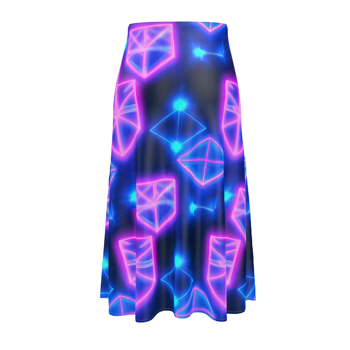 RINA J. ELEVATE NEON ENERGY | 100% Pure Silk Satin A-Line Midi Skirt
