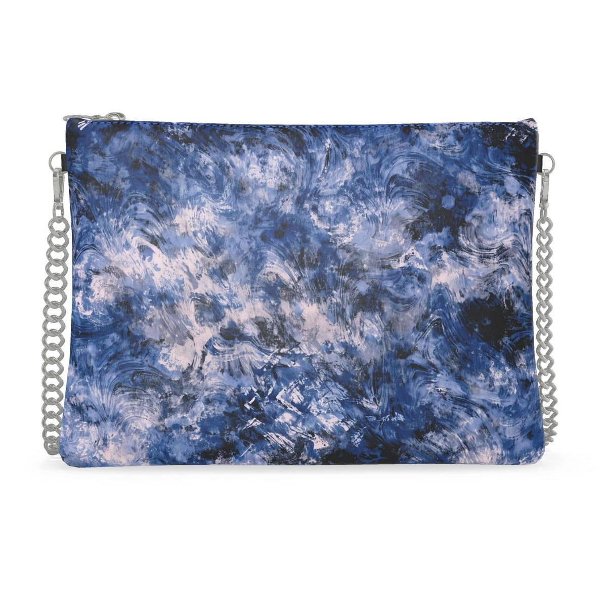 RINA J. Streetwear Elevate Blue Abstract Bubble Nappa Leather Chain Purse