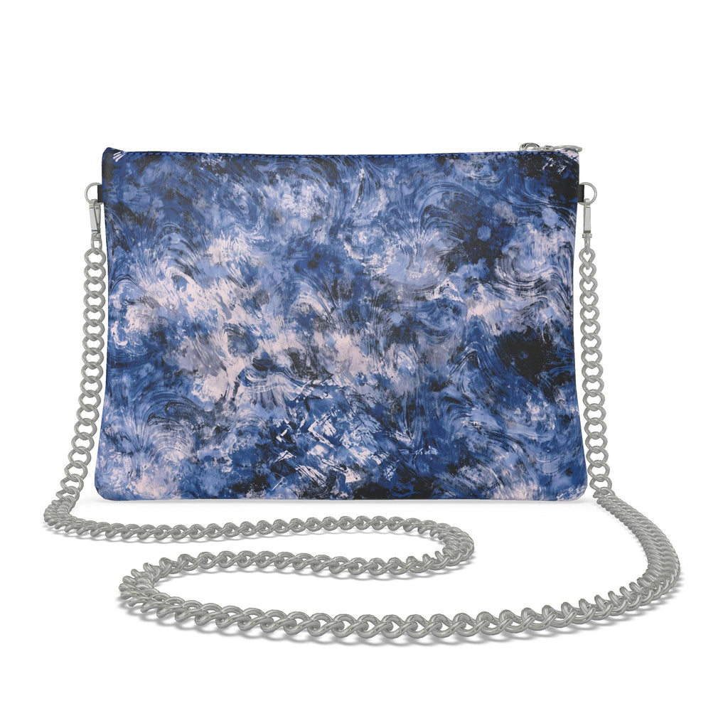 RINA J. Streetwear Elevate Blue Abstract Bubble Nappa Leather Chain Purse