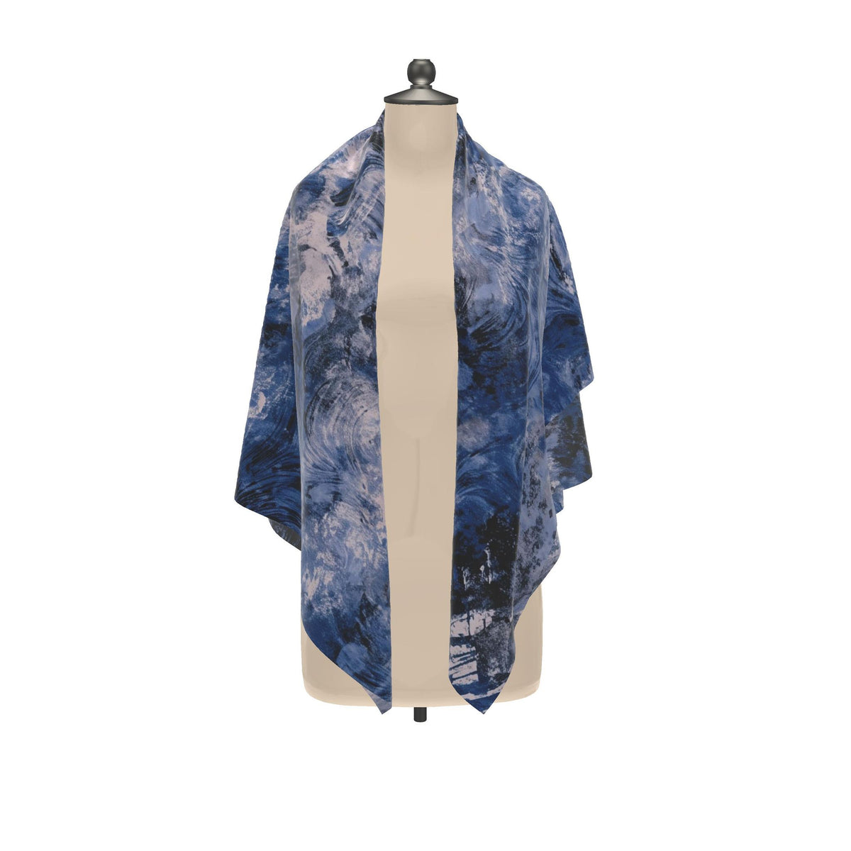RINA J. Streetwear Elevate Blue Abstract Silk Satin Scarf