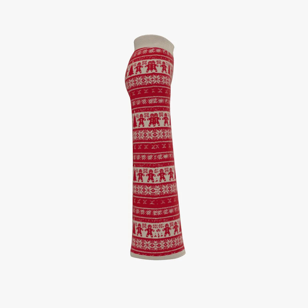 RINA J. ELEVATE | Crimson Noel Merino Jacquard Wide-Leg Pants