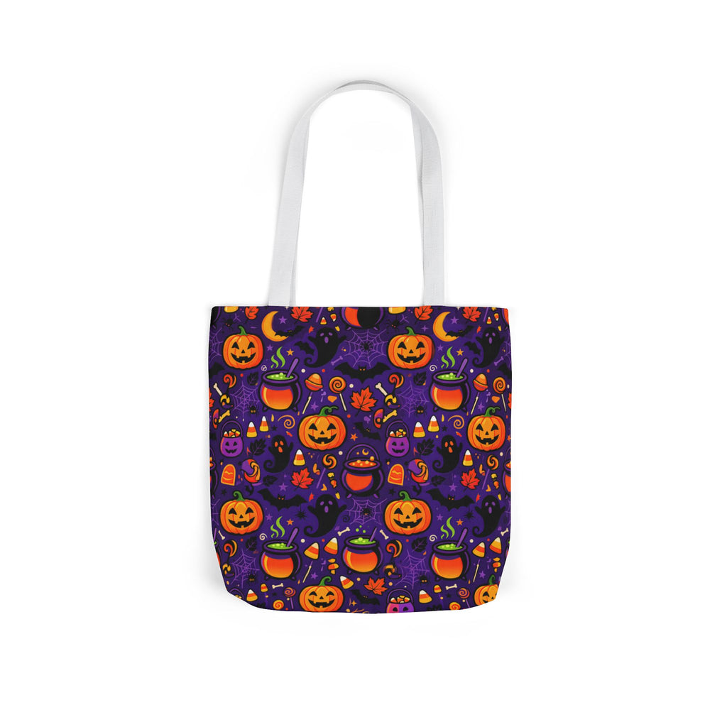 RINA J. Original | Halloween Pumpkin Pattern Canvas Tote — Trick-or-Treat Reusable Bag
