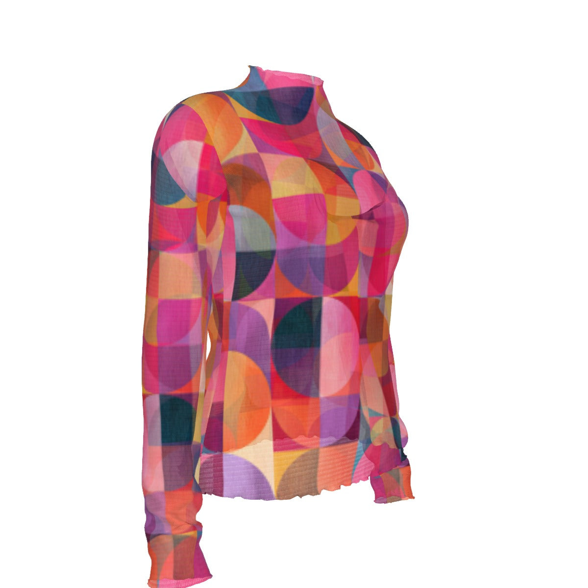 RINA J. Original "Circular Illusion" | Women's Mesh T-Shirt