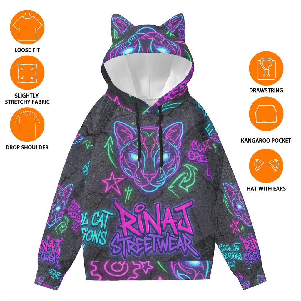 RINA J "Cool Cat" | Signature Brand Hoodie with Cat Ears
