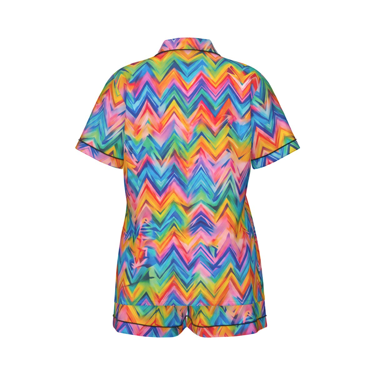 RINA J. Original "Neon Ride" | Rainbow Chevron Silk Pajama Short Set | born out of the Shadow District