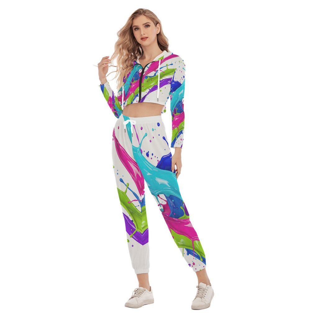 RINA J. "Messy Painter" | Signature Paint Splash Crop Hoodie & Jogger Set