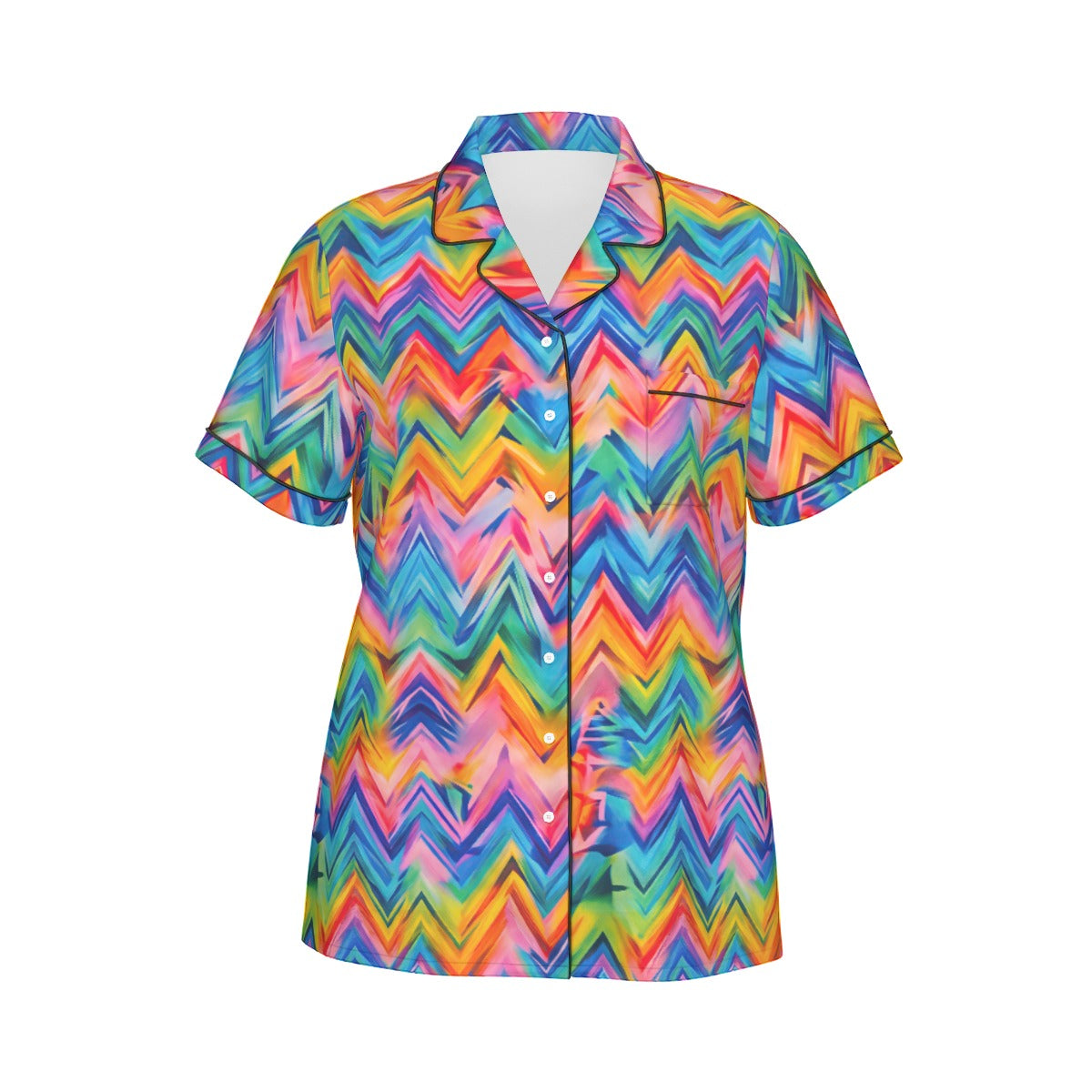RINA J. Original "Neon Ride" | Rainbow Chevron Silk Pajama Short Set | born out of the Shadow District