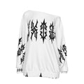 RINA J. Streetwear Black and White Original | Off-the-Shoulder Graphic Scuba Sweatshirt