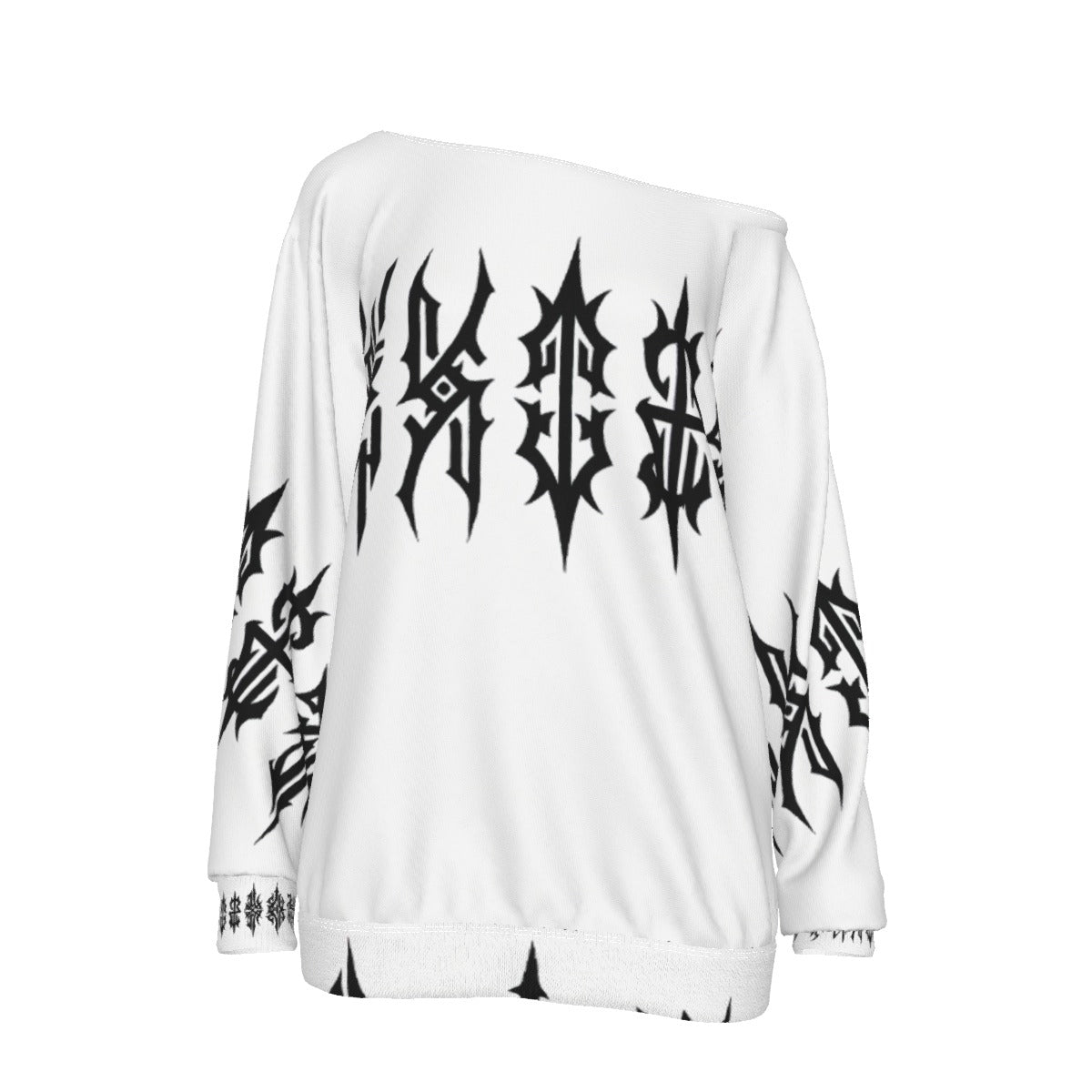 RINA J. Streetwear Black and White Original | Off-the-Shoulder Graphic Scuba Sweatshirt