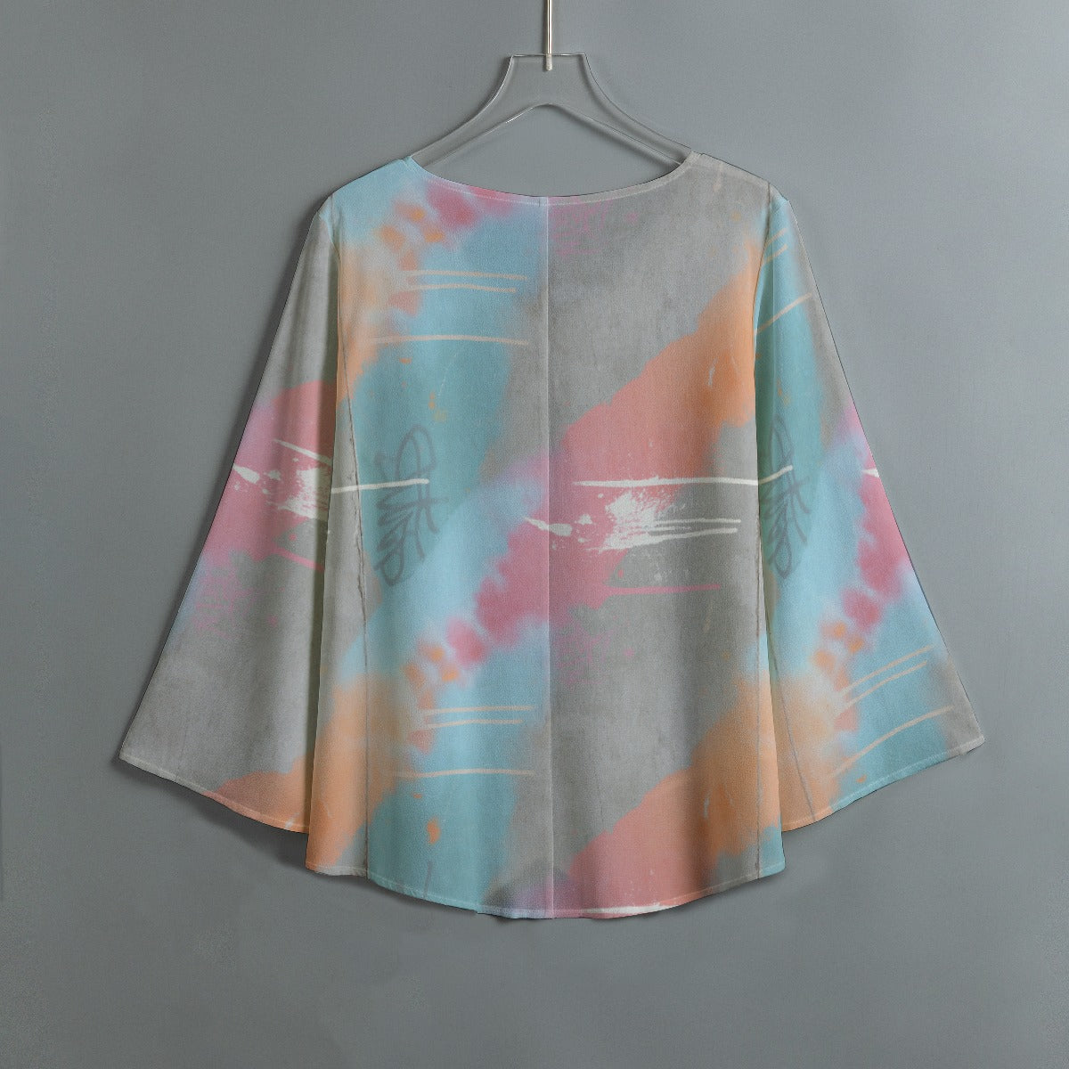 All-Over Print Women's V-neck T-shirt With Irregular Hem