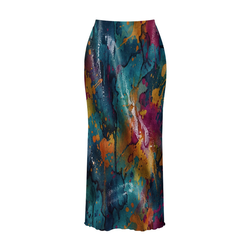RINA J. Original  "Chromatic Storm" | Fade to Light Mesh Skirt Set