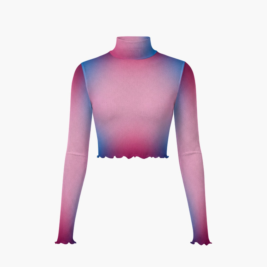 RINA J. Original "Neon Drift" | Fade to Light Mesh Skirt Set