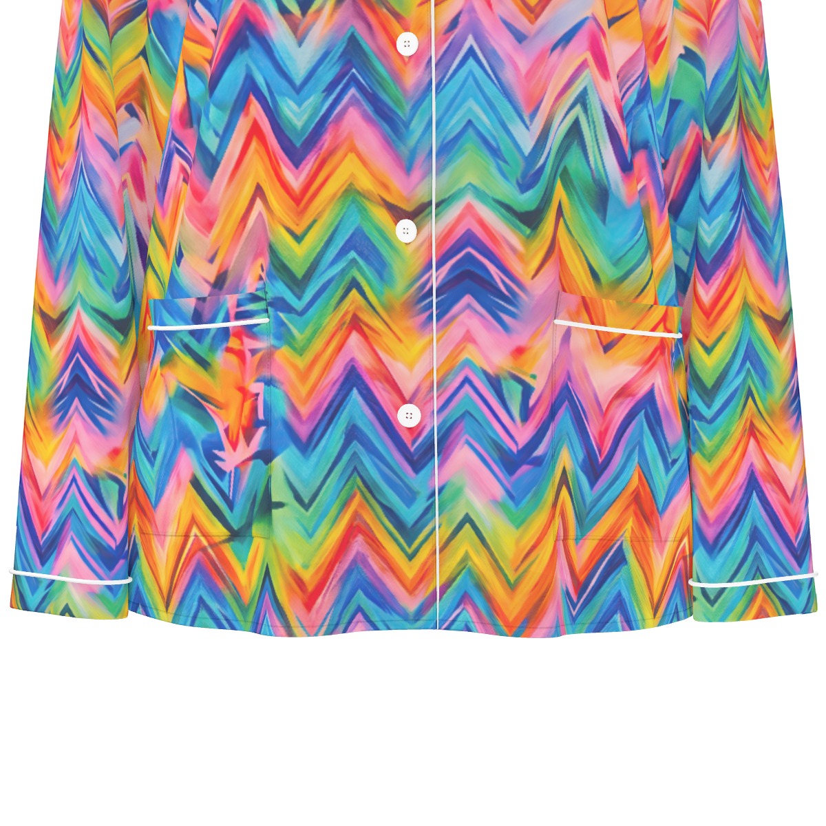 RINA J. Original "Neon Ride" | Rainbow Chevron Silk Pajama Set | born out of the Shadow District & Cool Cat Creations