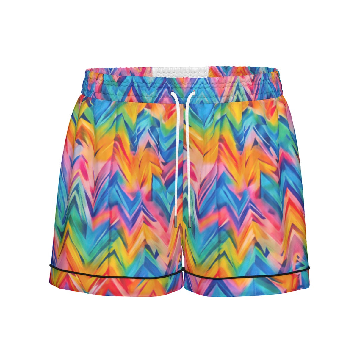 RINA J. Original "Neon Ride" | Rainbow Chevron Silk Pajama Short Set | born out of the Shadow District