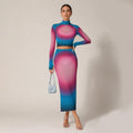 RINA J. Original "Aura Burst" | Fade to Light Mesh Skirt Set