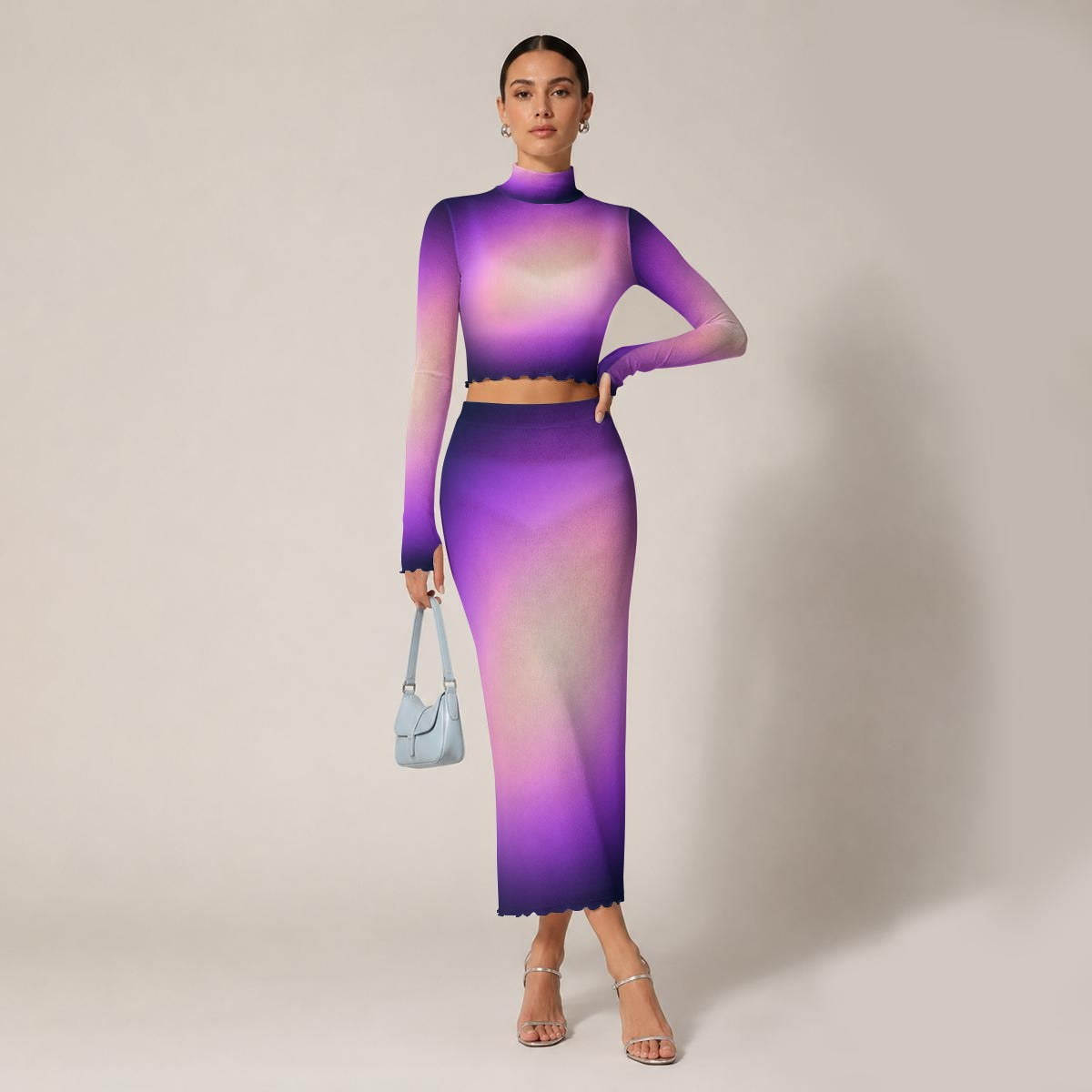 RINA J. Original "Lavender Haze" | Fade to Light Mesh Skirt Set