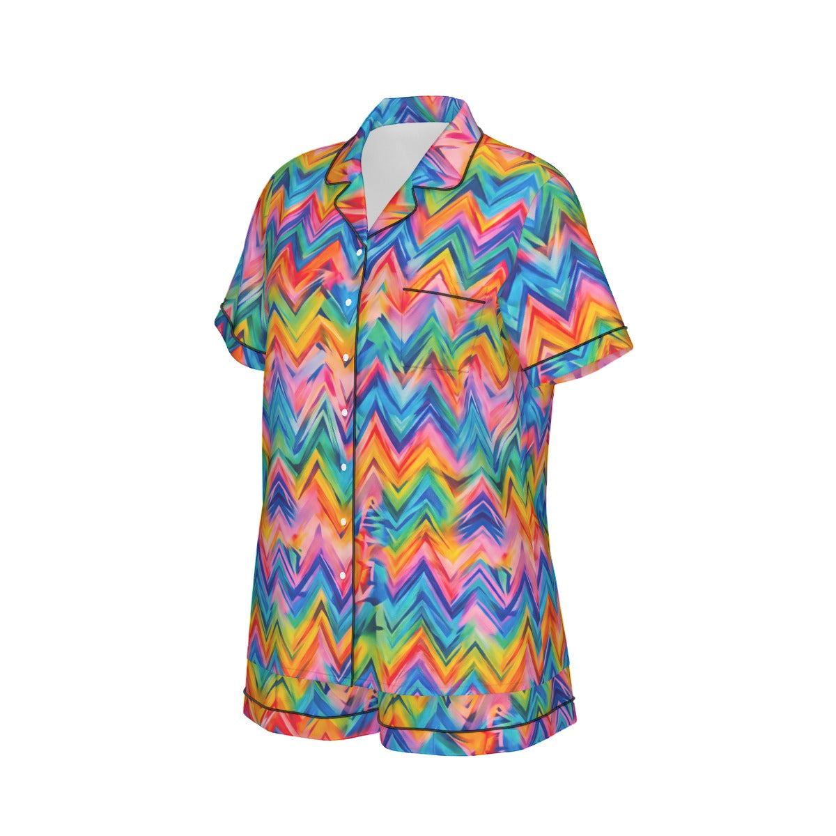 RINA J. Original "Neon Ride" | Rainbow Chevron Silk Pajama Short Set | born out of the Shadow District