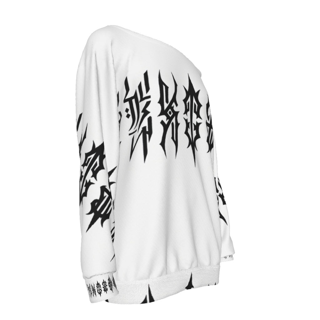 RINA J. Streetwear Black and White Original | Off-the-Shoulder Graphic Scuba Sweatshirt