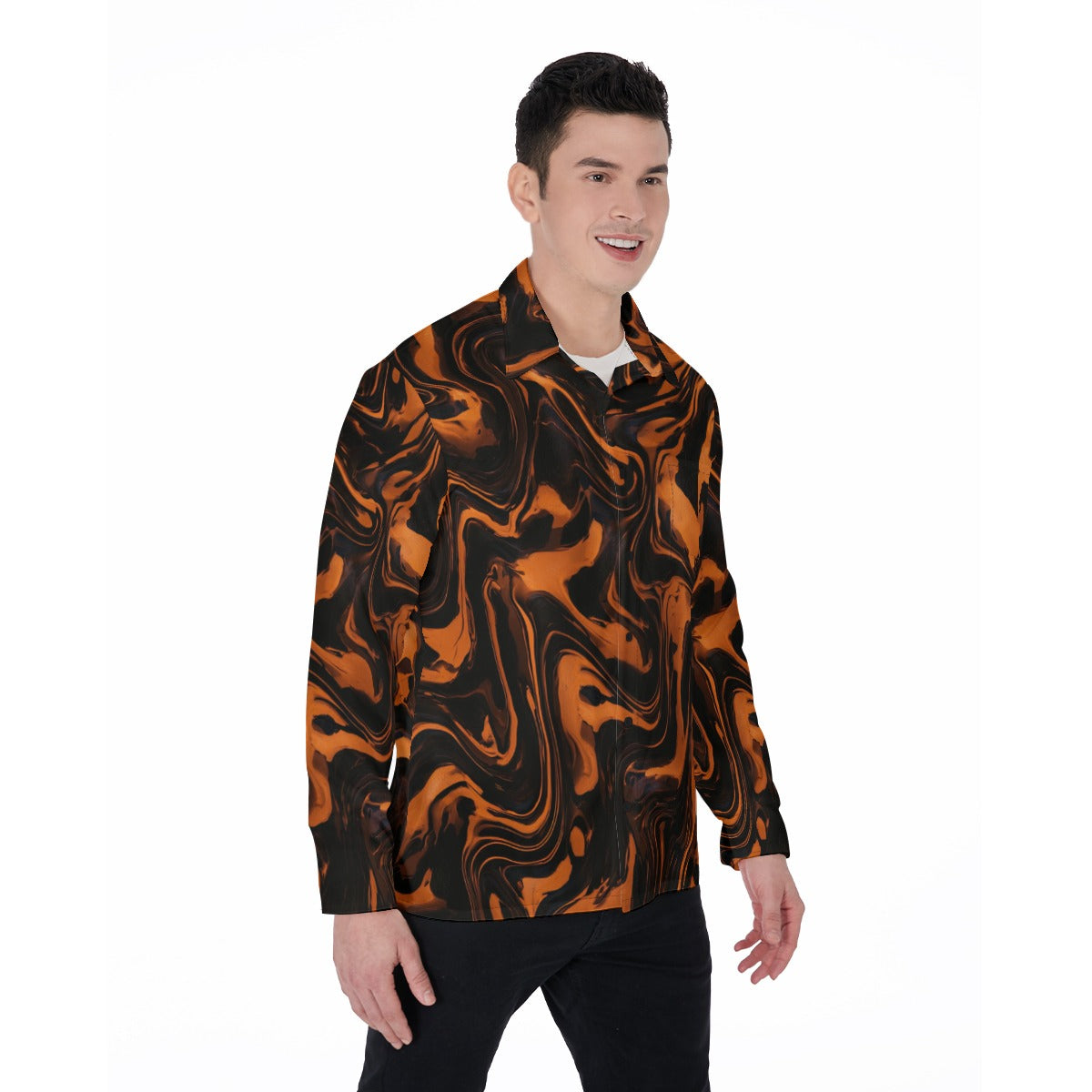 RINA J. Streetwear Original | Molten Ember Button-Up Shirt