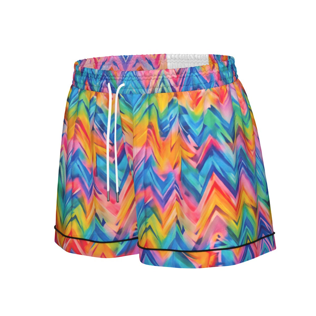 RINA J. Original "Neon Ride" | Rainbow Chevron Silk Pajama Short Set | born out of the Shadow District
