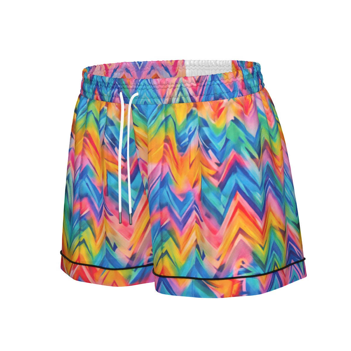 RINA J. Original "Neon Ride" | Rainbow Chevron Silk Pajama Short Set | born out of the Shadow District