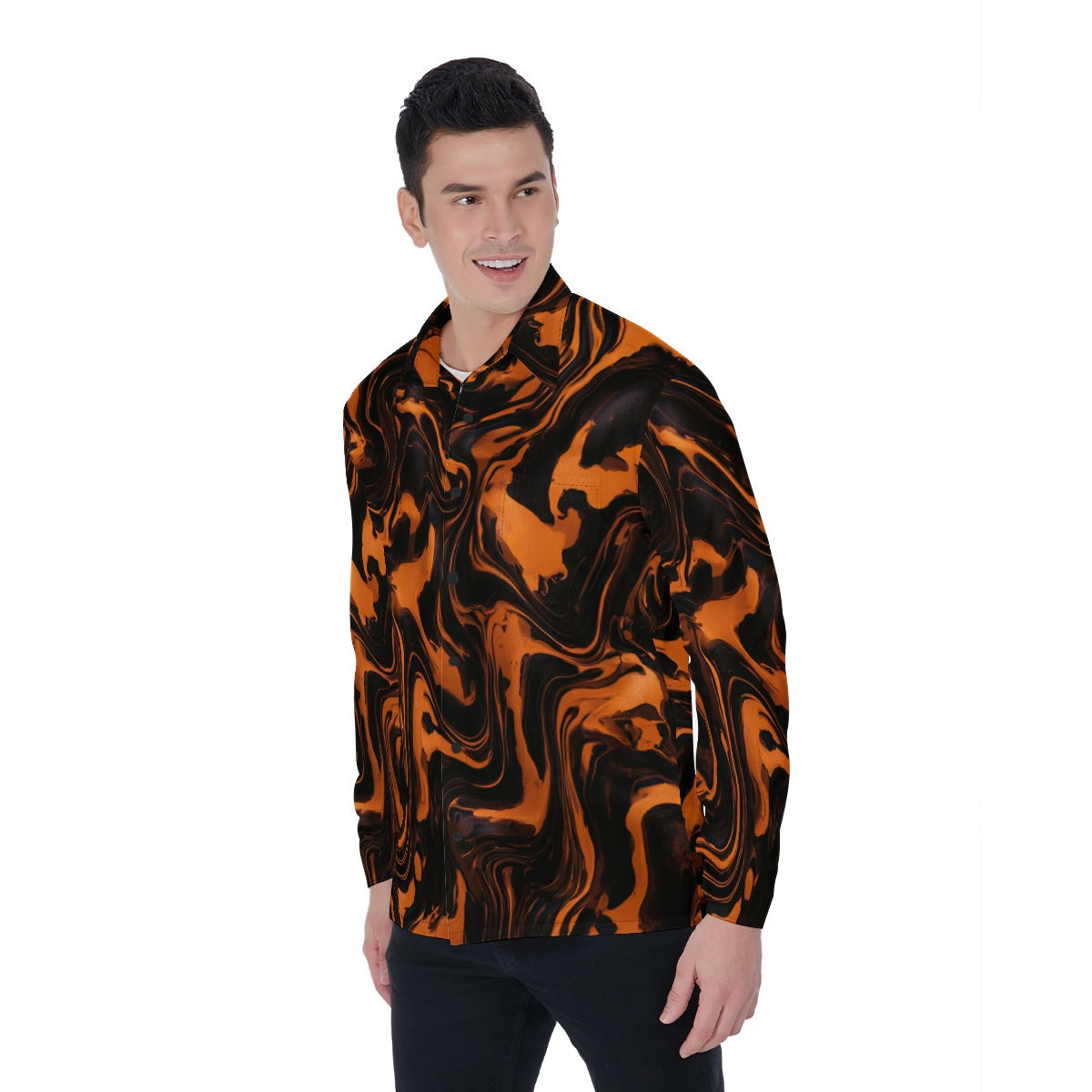RINA J. Streetwear Original | Molten Ember Button-Up Shirt