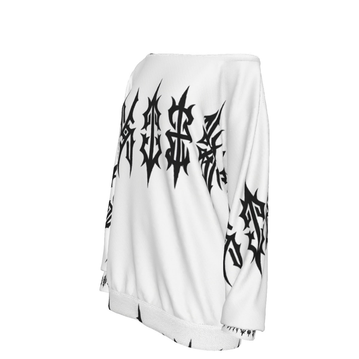 RINA J. Streetwear Black and White Original | Off-the-Shoulder Graphic Scuba Sweatshirt
