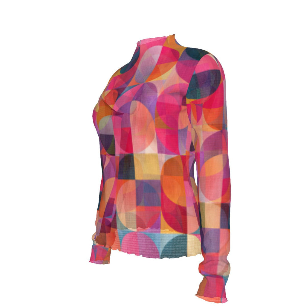 RINA J. Original "Circular Illusion" | Women's Mesh T-Shirt