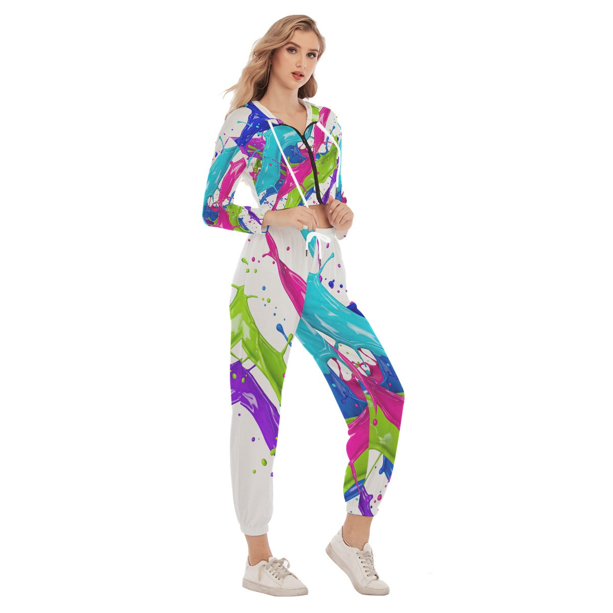 RINA J. "Messy Painter" | Signature Paint Splash Crop Hoodie & Jogger Set