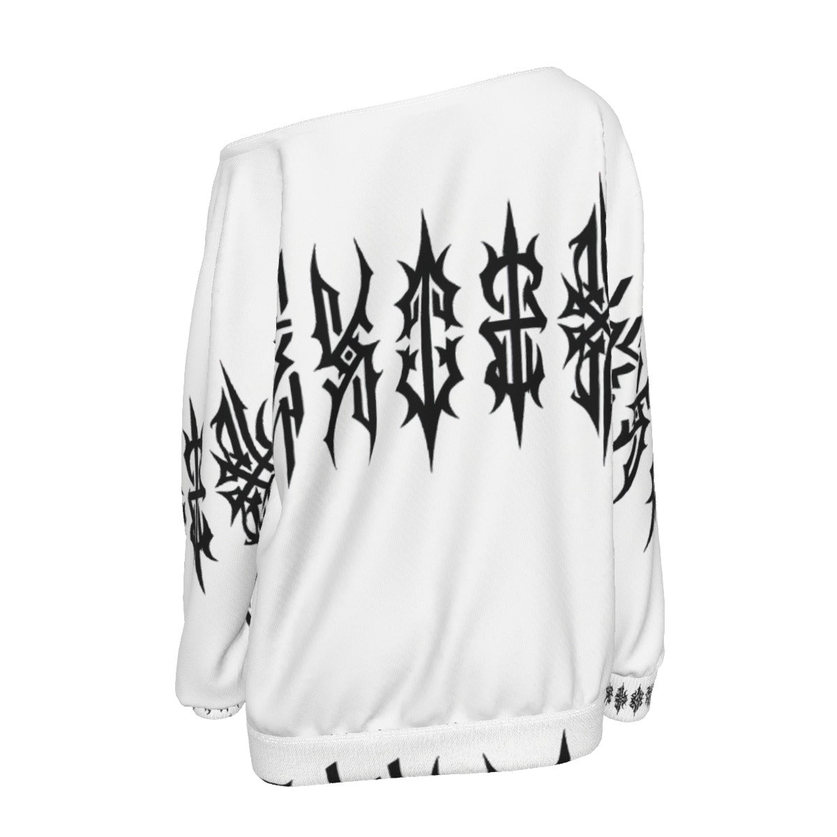RINA J. Streetwear Black and White Original | Off-the-Shoulder Graphic Scuba Sweatshirt