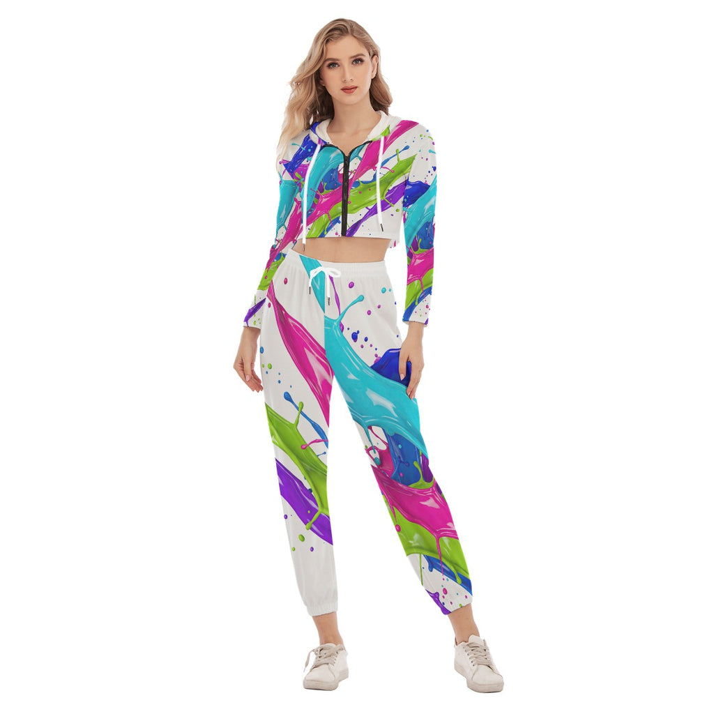 RINA J. "Messy Painter" | Signature Paint Splash Crop Hoodie & Jogger Set