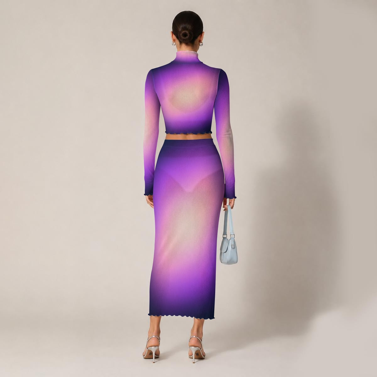 RINA J. Original "Lavender Haze" | Fade to Light Mesh Skirt Set