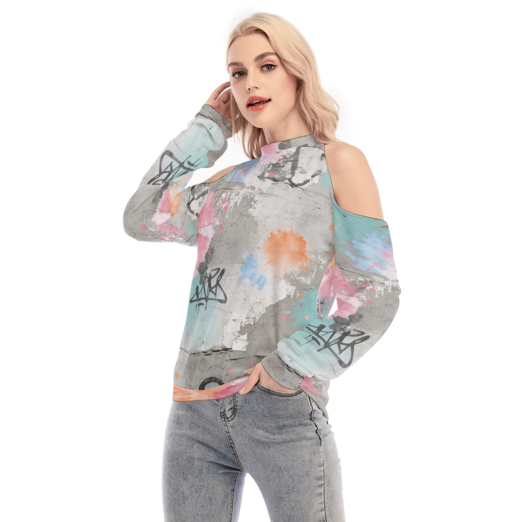 Concrete Bloom Cold Shoulder Sweatshirt
