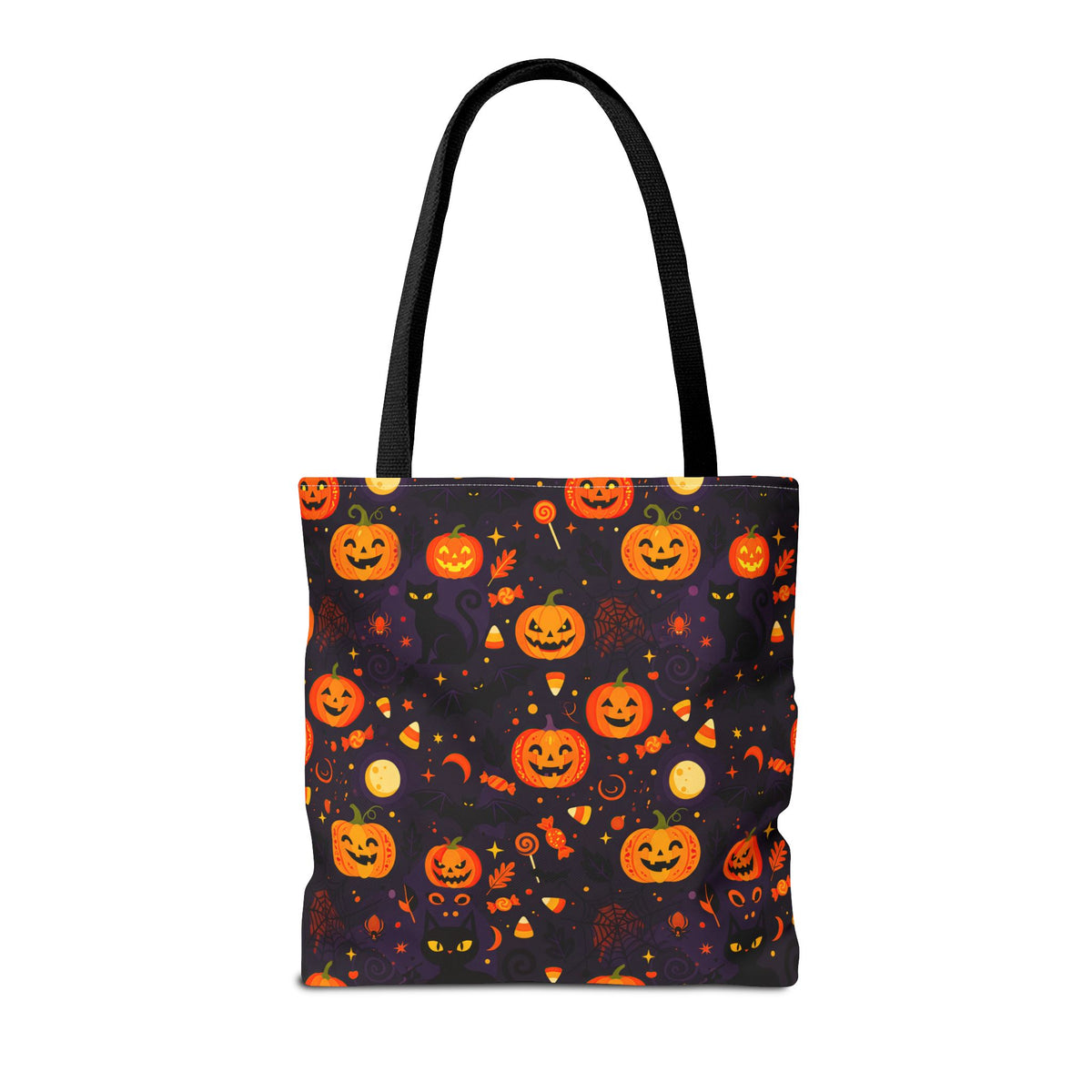 RINA J. Original | Halloween Pumpkin Pattern Tote Bag | Cute Jack-O'-Lantern All-Over Print