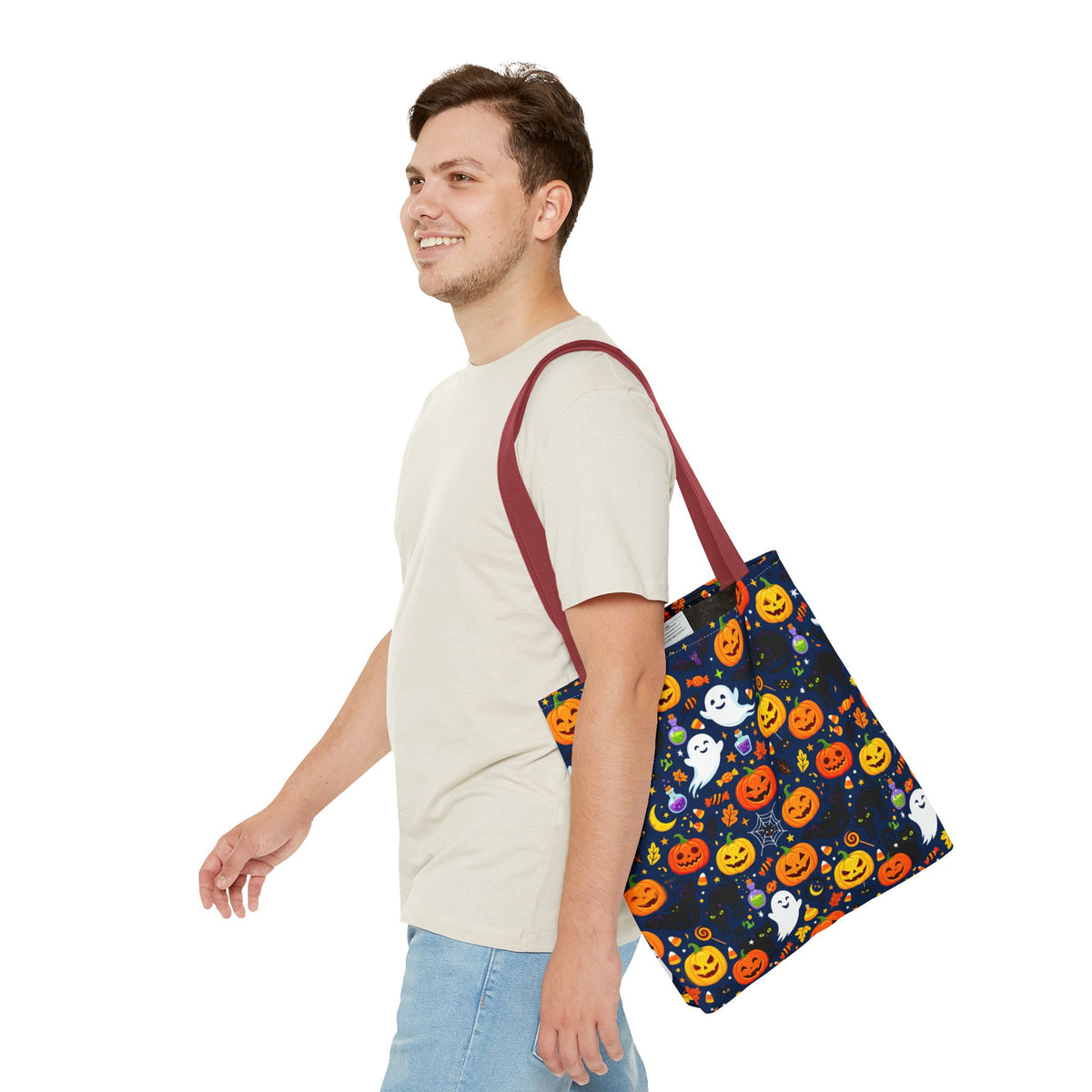RINA J. Originals | Halloween Ghost & Jack-O'-Lantern Tote Bag — Cute Trick-or-Treat