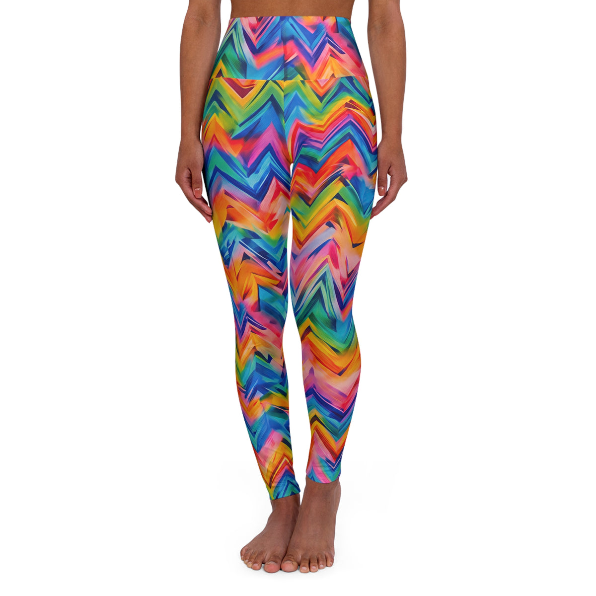 RINA J. Original "Neon Ride" | Rainbow Chevron Yoga Leggings | born out of the Shadow District & Cool Cat Creations