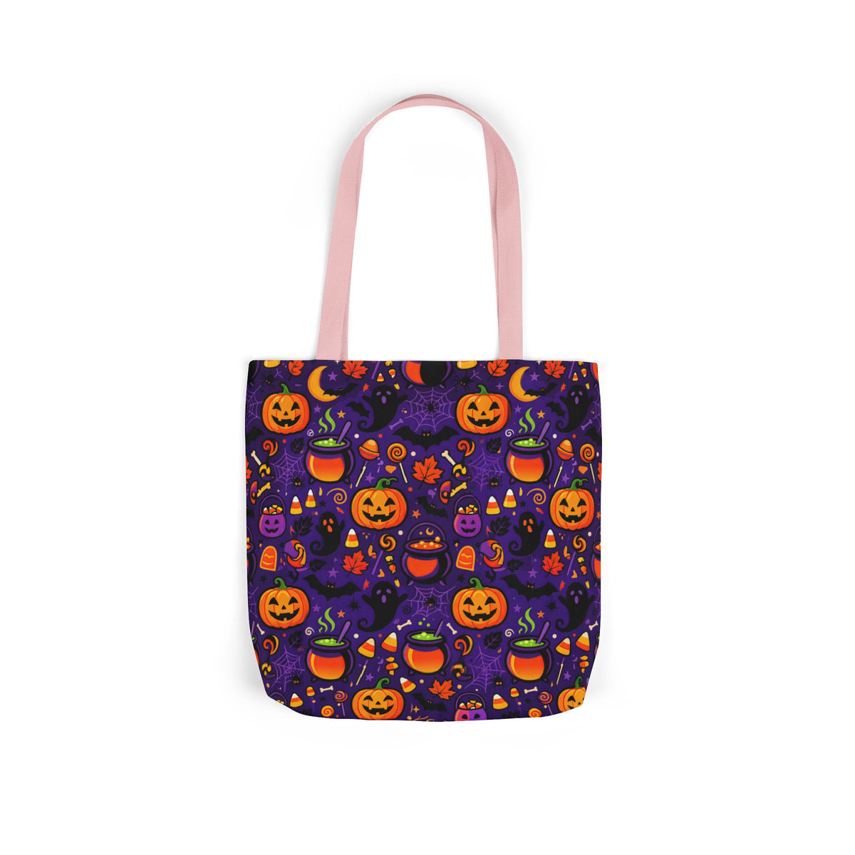 RINA J. Original | Halloween Pumpkin Pattern Canvas Tote — Trick-or-Treat Reusable Bag
