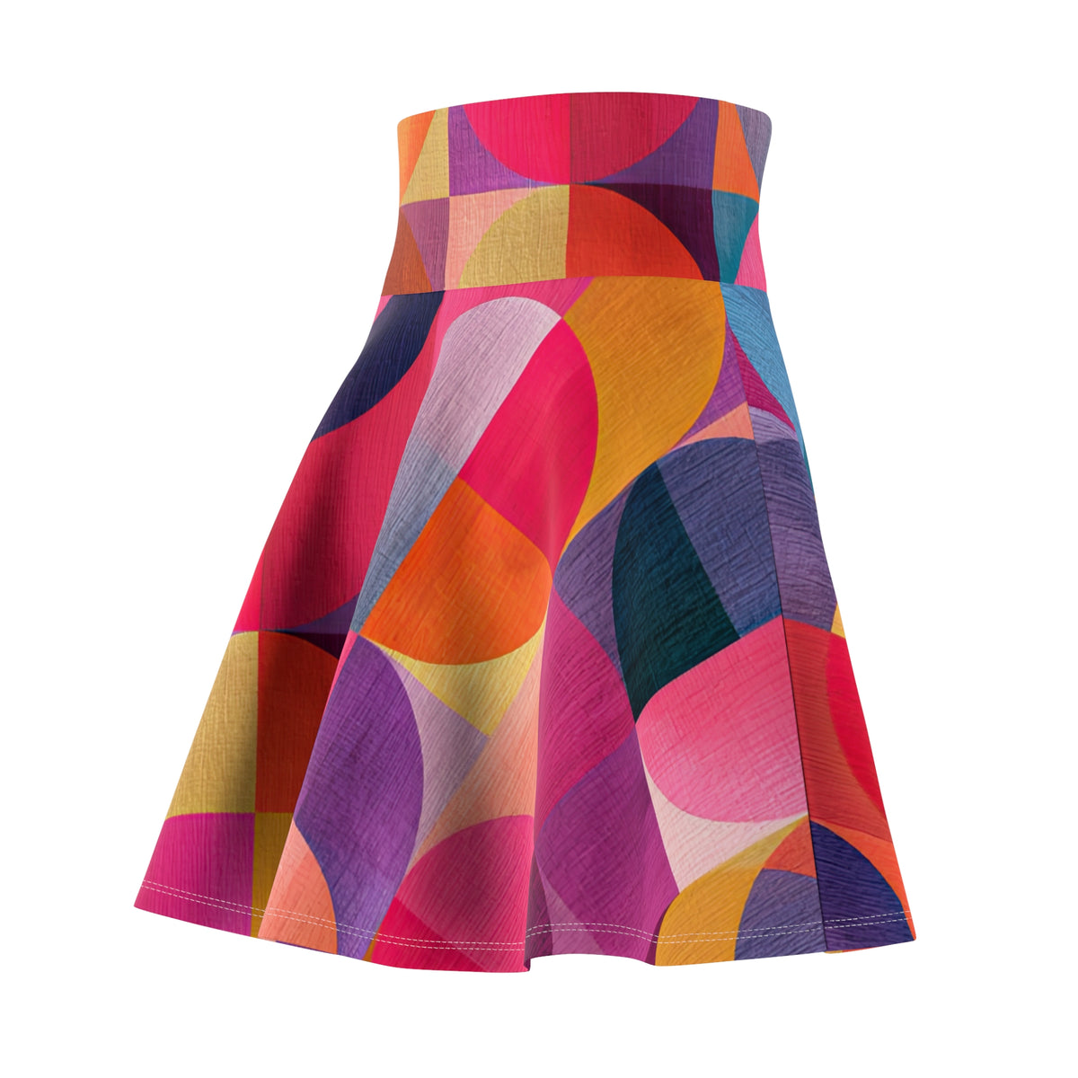 RINA J. Original "Circular Illusion" | Retro Geometric Flared Skater Skirt