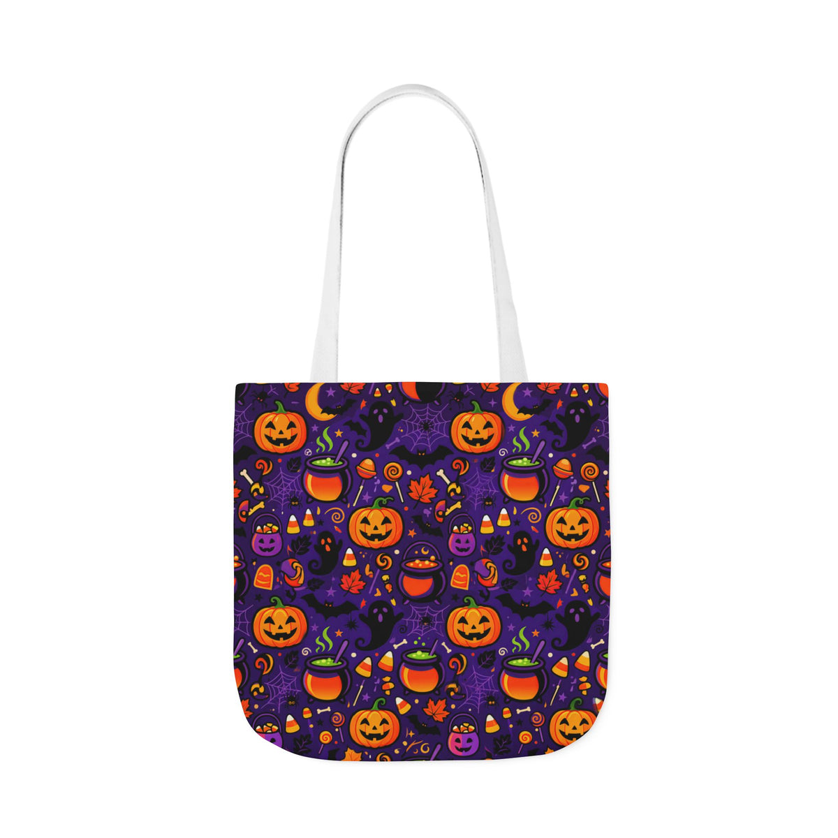 RINA J. Original | Halloween Pumpkin Pattern Canvas Tote — Trick-or-Treat Reusable Bag