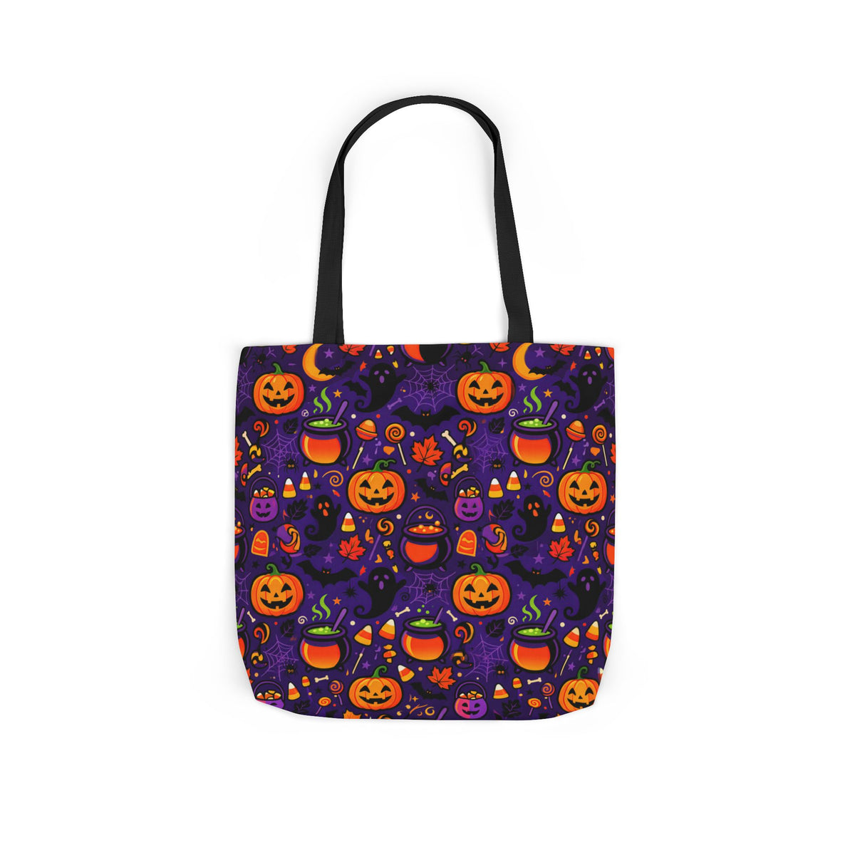RINA J. Original | Halloween Pumpkin Pattern Canvas Tote — Trick-or-Treat Reusable Bag