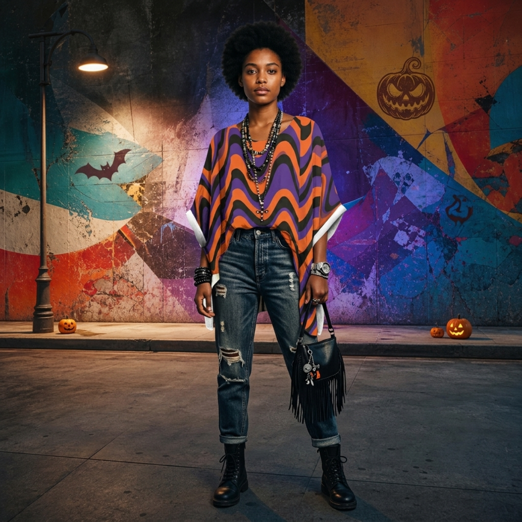 RINA J. Streetwear Original | Electric Chevron Bat Sleeve Top