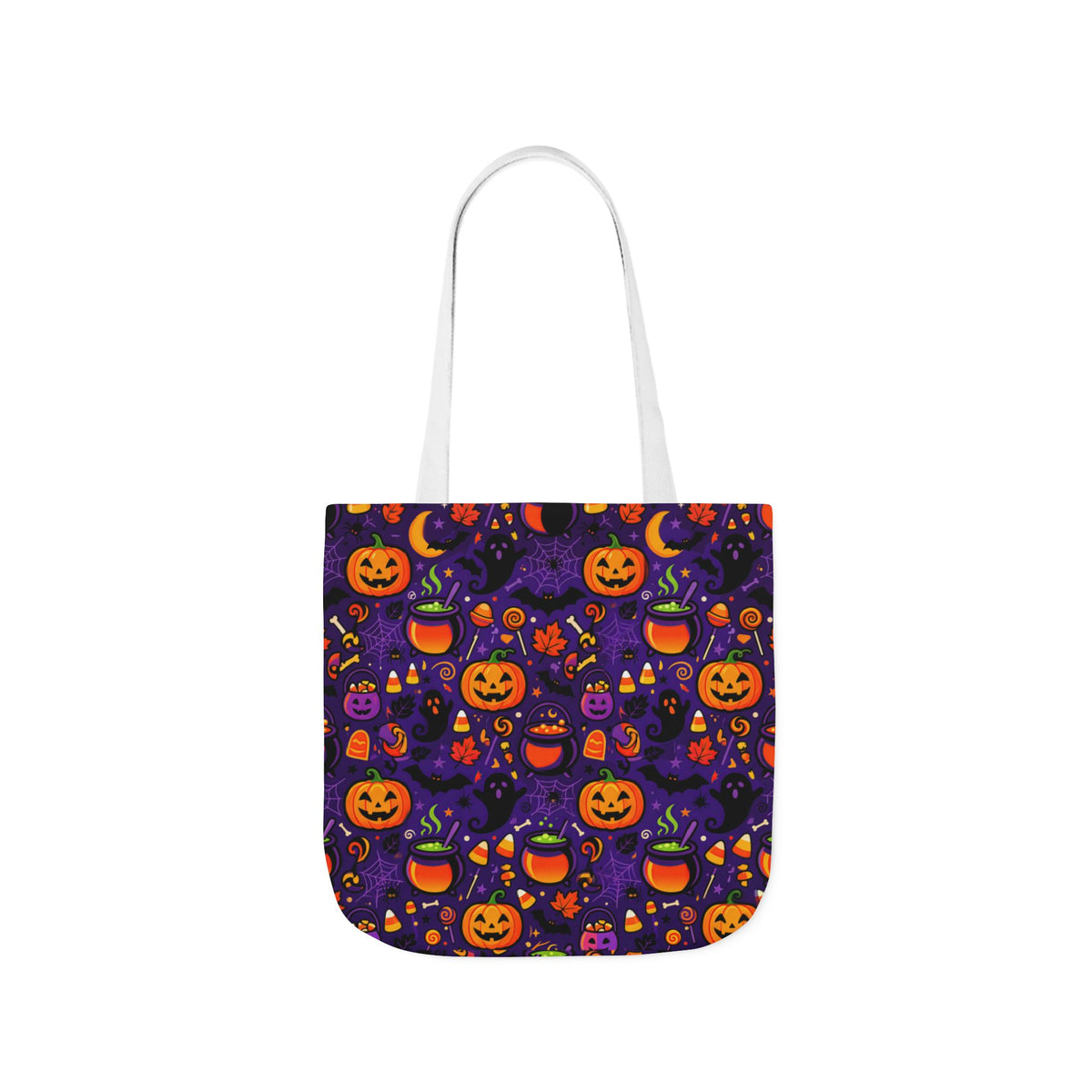 RINA J. Original | Halloween Pumpkin Pattern Canvas Tote — Trick-or-Treat Reusable Bag