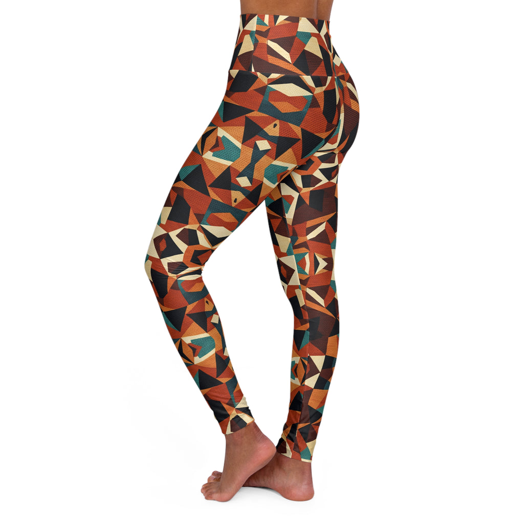 RINA J. Streetwear Original - High-Waisted Autumn Mosaic  Yoga Leggings