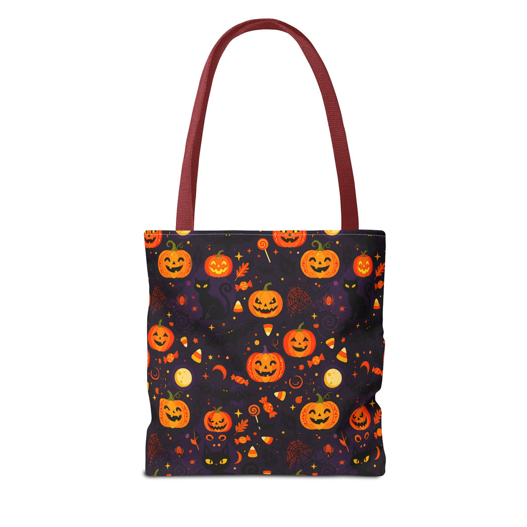 RINA J. Original | Halloween Pumpkin Pattern Tote Bag | Cute Jack-O'-Lantern All-Over Print