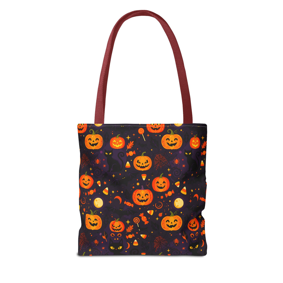 RINA J. Original | Halloween Pumpkin Pattern Tote Bag | Cute Jack-O'-Lantern All-Over Print