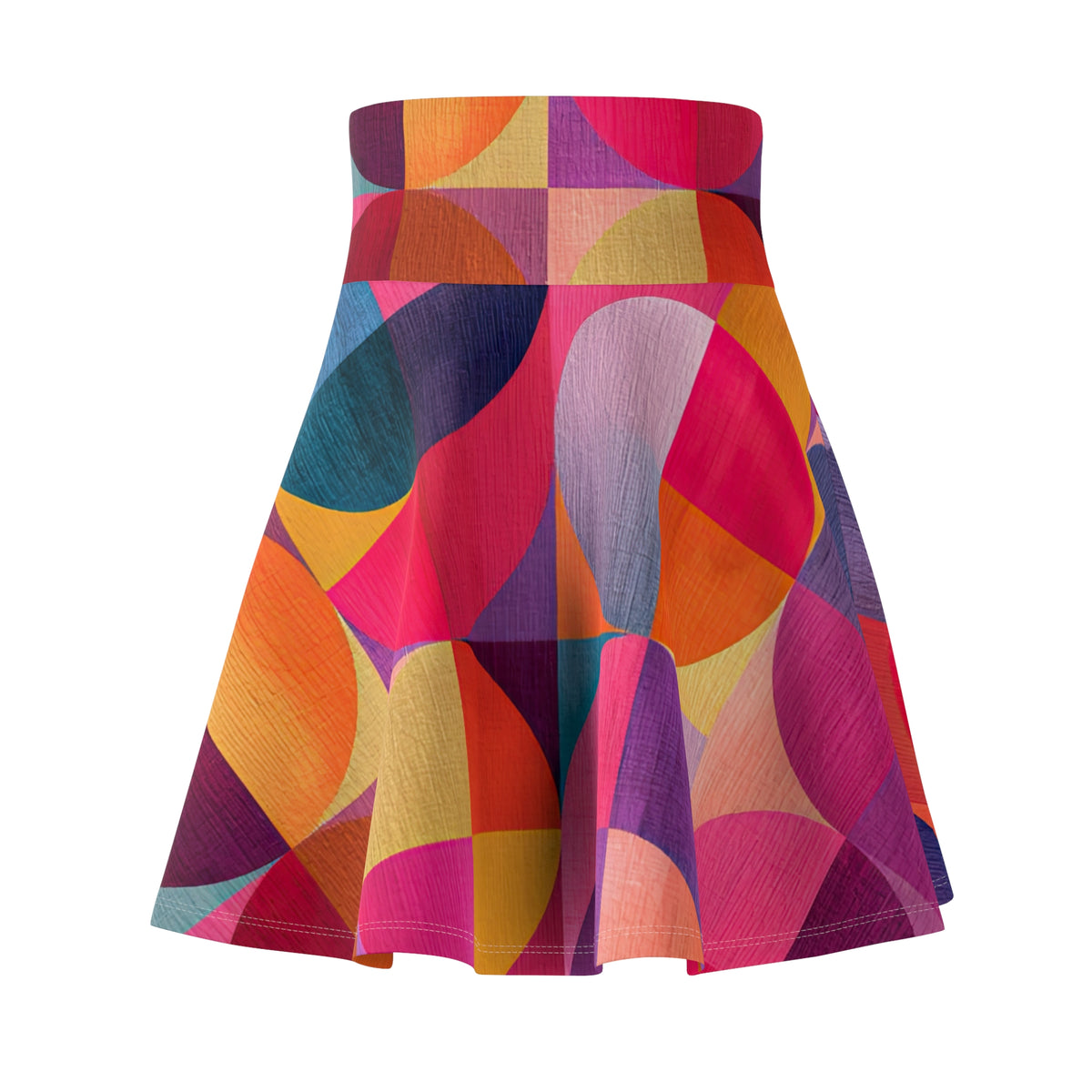 RINA J. Original "Circular Illusion" | Retro Geometric Flared Skater Skirt