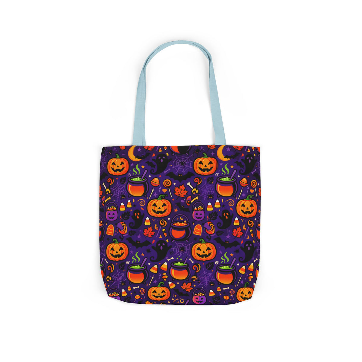 RINA J. Original | Halloween Pumpkin Pattern Canvas Tote — Trick-or-Treat Reusable Bag